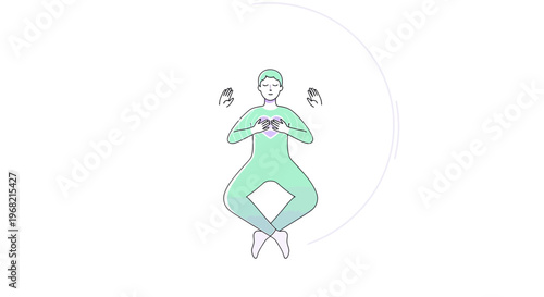 Person Meditating with Heart Symbol, Yoga Pose, Inner Peace and Calmness