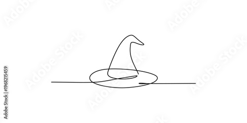 One line drawing of a witches hat on a white background witch magic halloween continuous