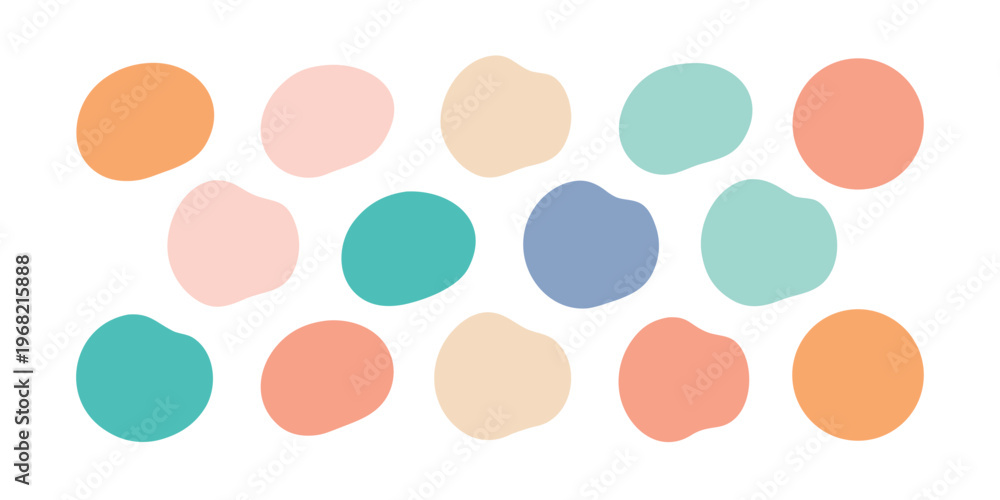 Fototapeta premium Twelve diverse organic shapes present a cohesive pastel and muted color scheme.