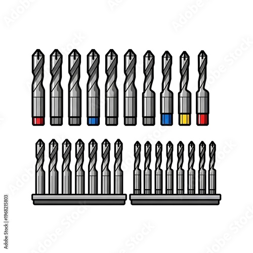 Drill bits metal tools hardware.