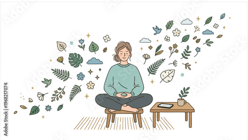 Digital Detox Vector – Minimal Relaxation & Mindfulness Illustration