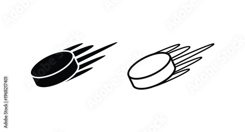 Two flying saucer icons one filled one outlined on transparent background silhouette
