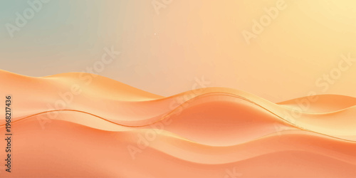An artistic vector illustration of abstract orange and yellow waves creates a liquid silk texture with flowing golden curves and light lines for a modern wallpaper design backdrop