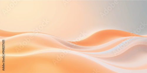 Abstract orange background vector illustration featuring flowing silk waves and smooth liquid curves in a soft gold and pink satin fabric pattern for a motion backdrop wallpaper