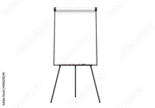 Adjustable tripod flip chart easel for presentations and meetings isolated on transparent background