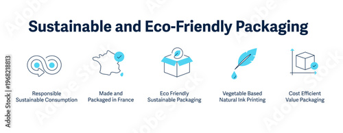 Sustainable and Eco-Friendly Packaging icon, Green Packaging Solutions and Responsible Consumption for Modern Brands, Eco-Conscious Cost-Efficient Packaging with Natural Ink Printing icon