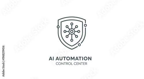 AI Automation Control Center Shield Logo on White Background.