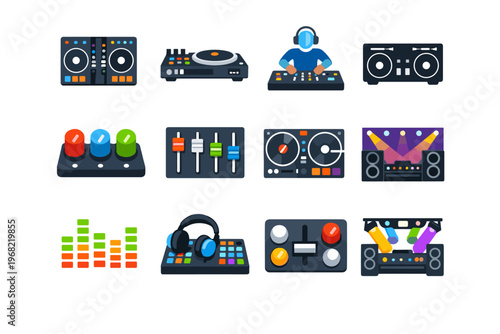 Collection of DJ equipment and music production tools for electronic music