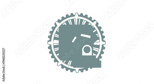 Abstract Clock Icon Depicting Time and Punctuality on White Background.