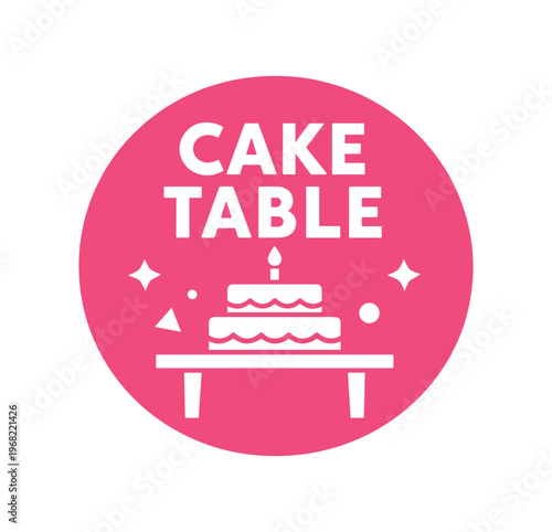 Cake table icon. celebration, birthday cake, dessert display, party, sweets, bakery, event table. flat vector illustration isolated on white background.