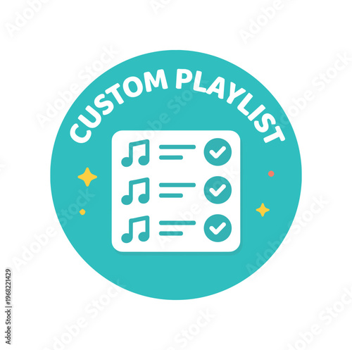 Custom playlist icon. music selection, personalized songs, dj setlist, audio preferences, music curation, song list, checklist. flat vector illustration isolated on white background.
