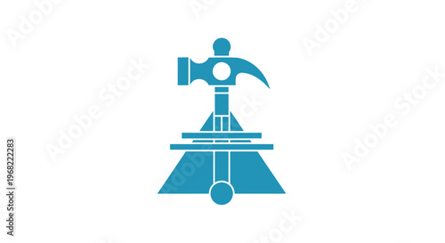 Blue Hammer and Anvil Symbolizing Construction and Industry.