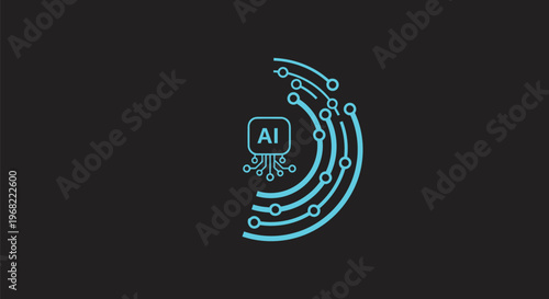 Artificial Intelligence Circuit Board Design with AI Icon for Technology.