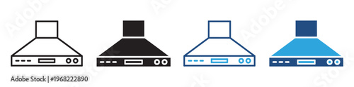 Extractor hood icon set kitchen ventilation appliance symbols in outline and solid style vector illustration collection