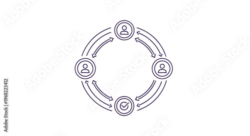 Circular Process Diagram with People Icons and Arrows.