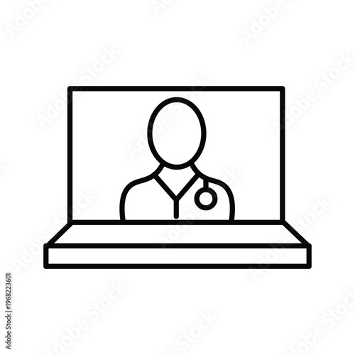 Telemedicine Consultation Icon – Online Doctor UI Line Icon
