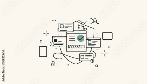 Abstract Illustration of Data Processing and System Optimization.