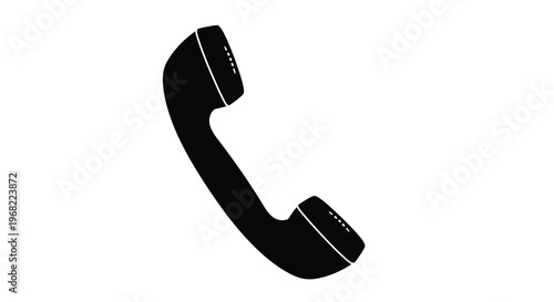 A stark black silhouette of a vintage telephone handset