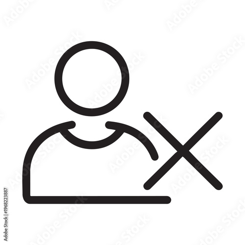 Delete User Profile Icon with Cross Symbol for Account Removal and Denied Access Interface Design
