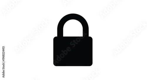 A stark black padlock image presented as a striking silhouette