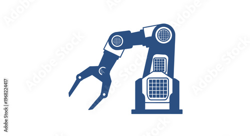 Blue Robotic Arm Isolated on White Background for Automation.