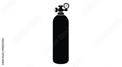 Black oxygen tank with regulator a striking graphic silhouette
