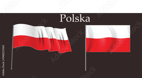 Polish flag waving and static national symbol for P