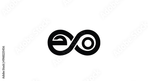 Abstract Infinity Symbol Logo Design Concept with Letter E and O.