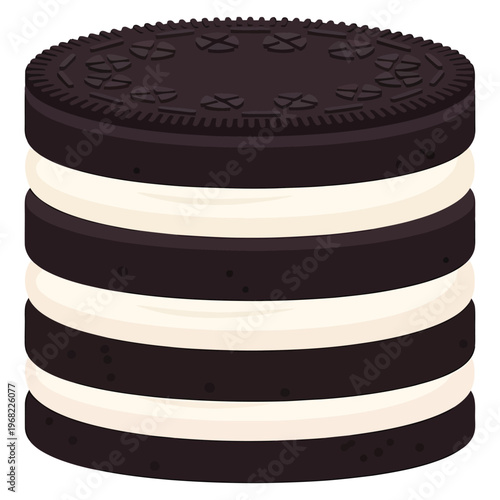 Stacked Oreo Cookies With Cream Filling.