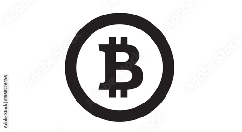 Bitcoin Coin Cryptocurrency Symbol BTC - Black Filled Icon Vector