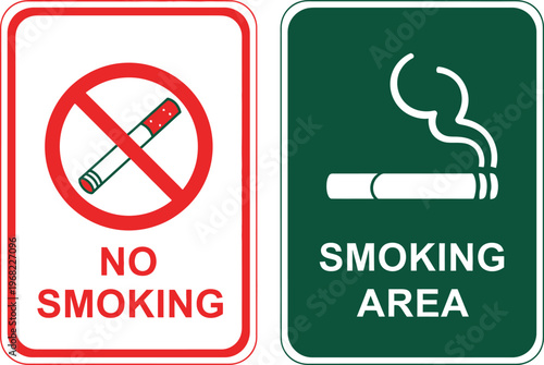 Important vector signs for designated smoking and no smoking areas