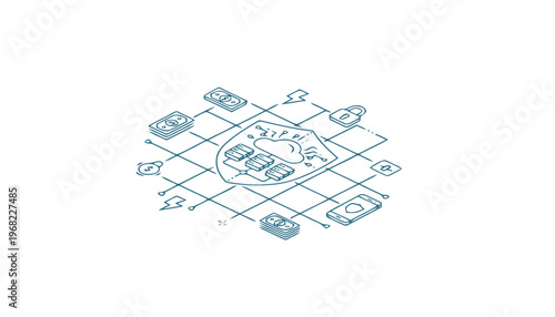 Conceptual blueprint of autonomous vehicles and transportation network.