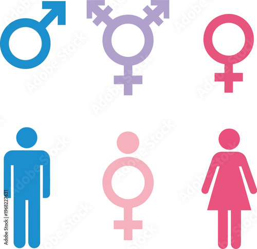 Vector illustration showcasing diverse gender and transgender identity symbols for graphic design.