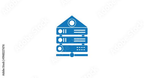 Blue Server Stack Icon Representing Data Storage and Technology.