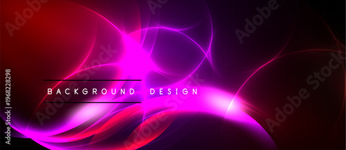 Abstract vibrant design. Red, purple hues blend, creating flowing light shapes. Text reads background design centrally positioned.
