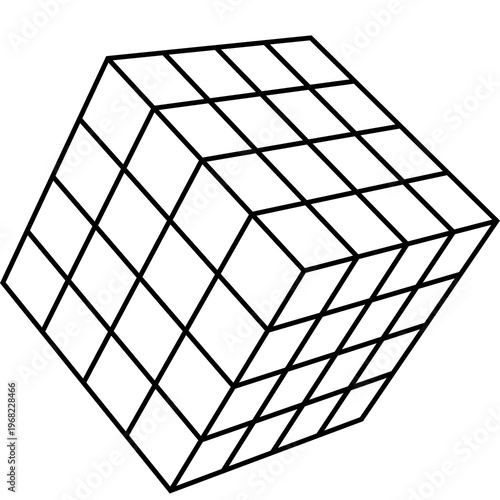 Wireframe cube structure grid icon
