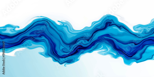 Abstract blue waves create a flowing liquid motion pattern with light curves and vector lines for a modern ocean nature illustration backdrop