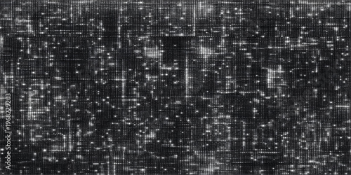 A futuristic digital wallpaper features a seamless pattern of green binary code flowing over a black grunge texture to create a high-tech vector art backdrop for modern science and business web design