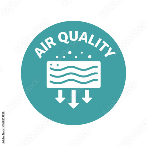 Air quality icon. air filter, ventilation, purifier, clean air, indoor air quality, particles, airflow. flat vector illustration.