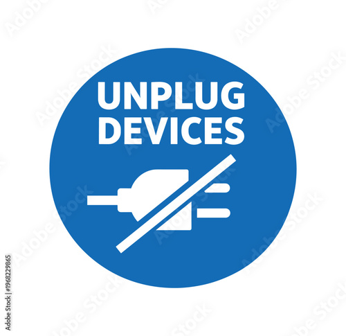 Unplug devices icon. power plug with prohibition, disconnect, electrical safety, energy saving, turn off equipment. flat vector illustration isolated on white background.
