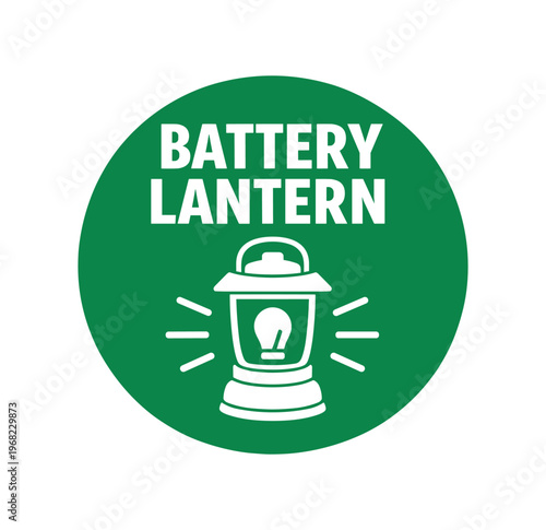 Battery lantern icon. battery lantern, battery light, camping lantern, portable lamp, flashlight, safety and camping gear label. flat vector illustration isolated on white background.