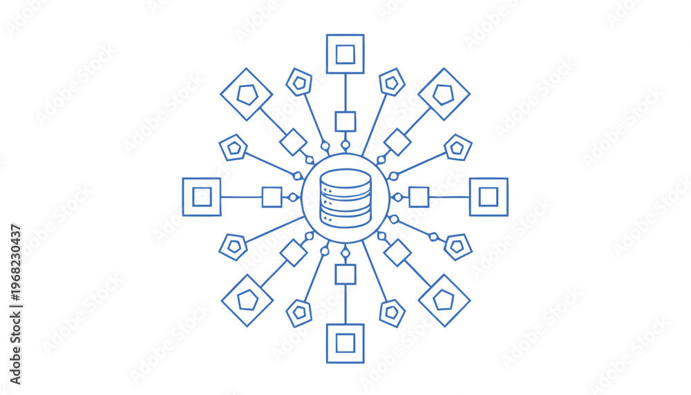 Obraz premium Abstract Digital Data Network Representing Information Technology and Connections.