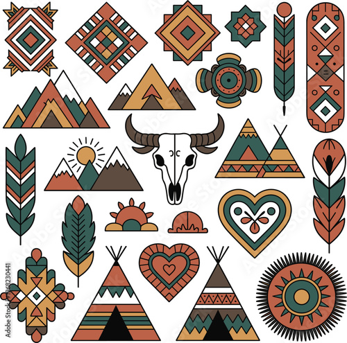 Tribal native elements set
