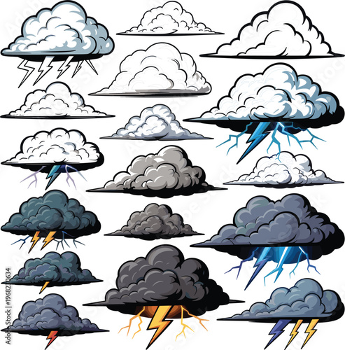Set of Thunder cloud clipart
