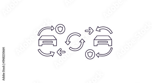 Car Sharing and Exchange Concept in Minimalist Line Art Style.