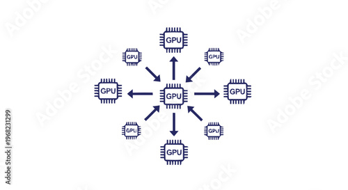 Central Processing Unit with Connected Graphics Processing Units Illustration.