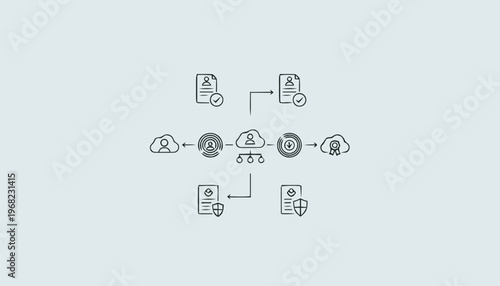 Cloud Computing and Data Security Icons Representing Digital Transformation.