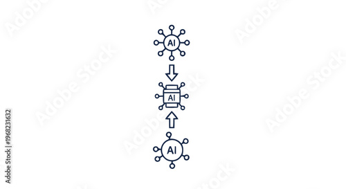 Artificial Intelligence Data Flow Diagram in Minimalist Style.