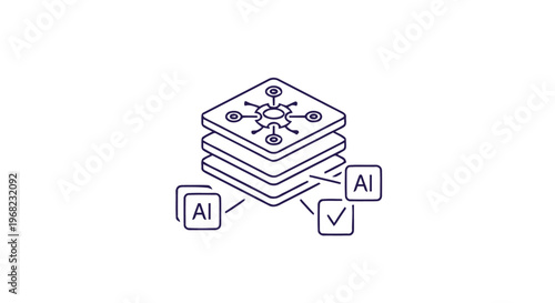 Artificial Intelligence Data Layers and Verification Process Illustration.