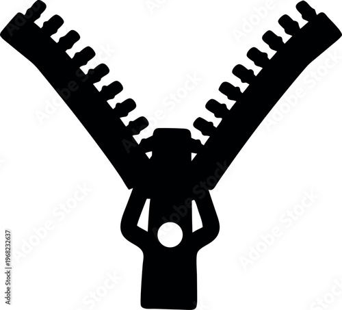 zipper silhouette vector, zipper black symbol, zipper icon	
